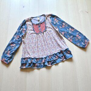 MATILDA JANE ( 16 ) Floral Top/Tunic Long Sleeve Crew Neck Pullover